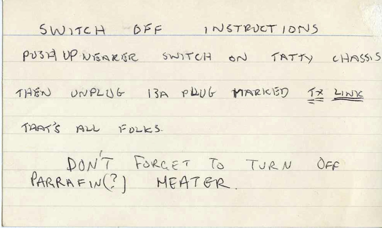 tx switch off instructions